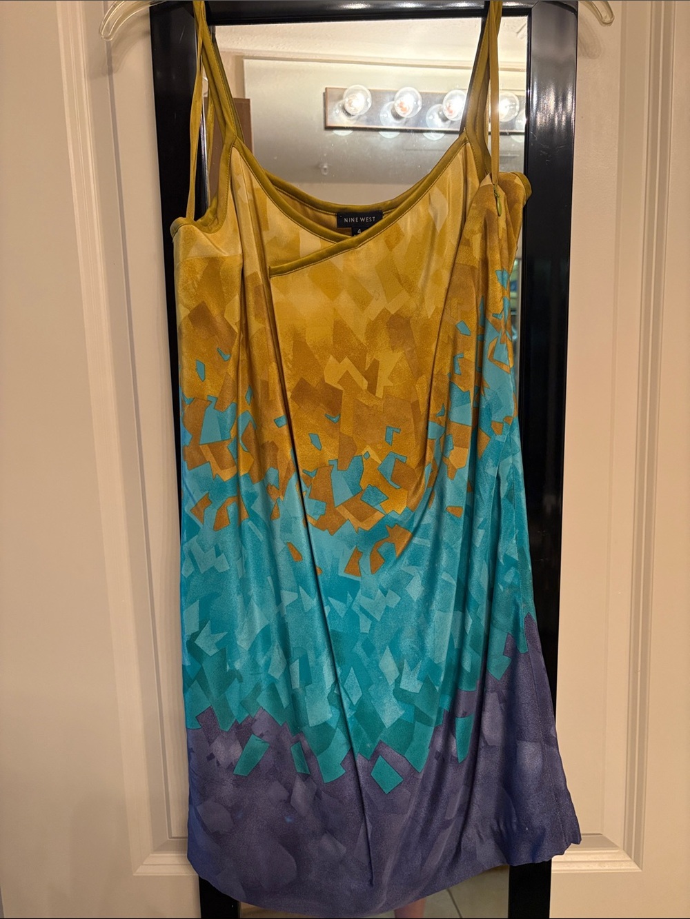 Nine West Gold, Teal & Purple Geometric Slip Dress